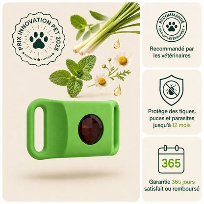 Aide à protéger votre chien contre les tiques, les phlébotomes et les puces | 12 mois de protection naturelle